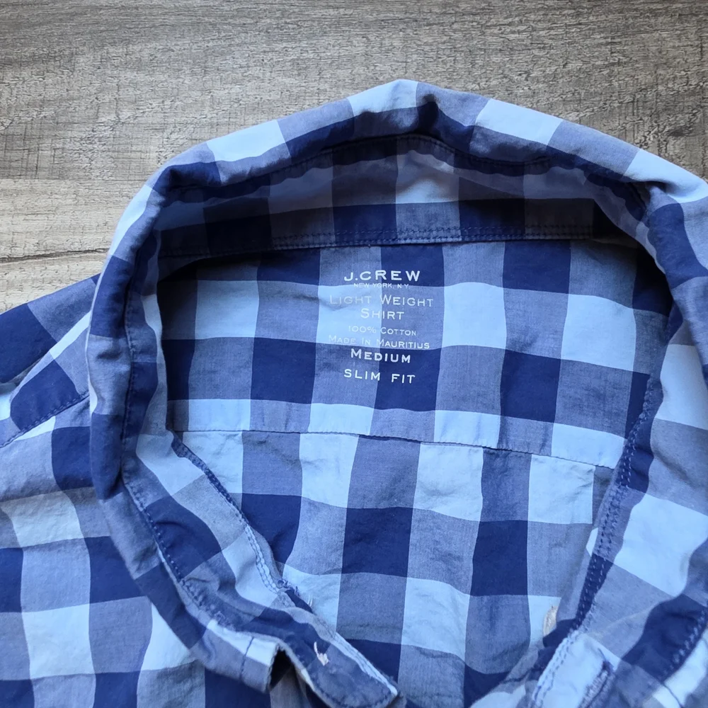 J. Crew Men’s Blue Gingham Button-Down Shirt